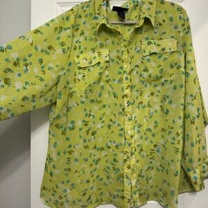 Lane Bryant Lime Floral Blouse